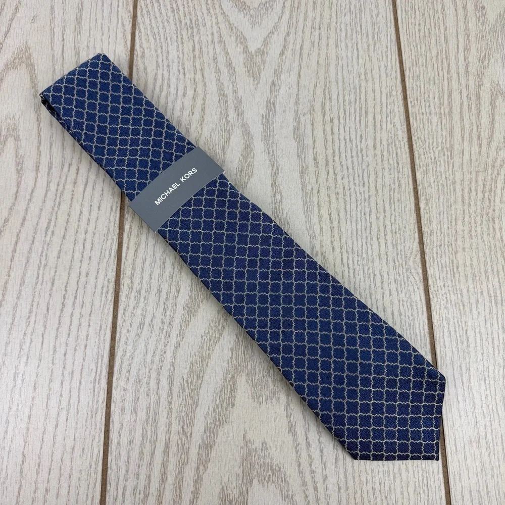 777 Michael Kors Lattice Tie Navy 410 2MKC24-1050 Silk Blend $69.50